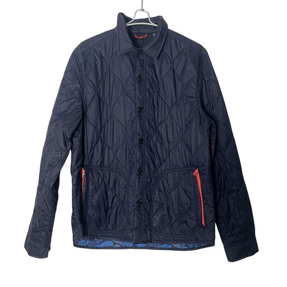 Michael Bastian Men’s Quilted Jacket Rain Snow Button Up Size Large in NAVY - Picture 1 of 7